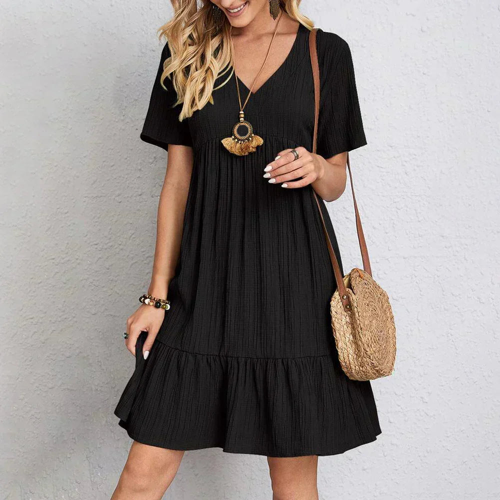 HADLEY I BOHO-CHIC MINI-KLEID MIT RÜSCHENSAUM