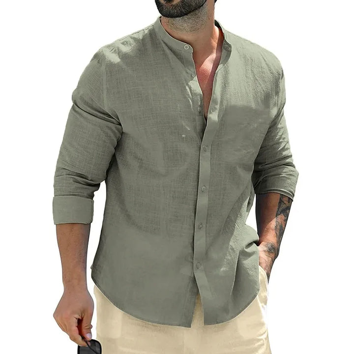 VERNER I LANGARMSHIRT AUS LEINEN