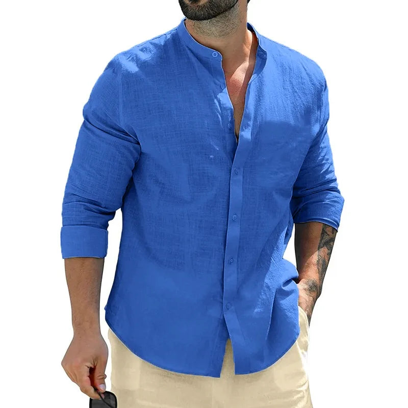 VERNER I LANGARMSHIRT AUS LEINEN