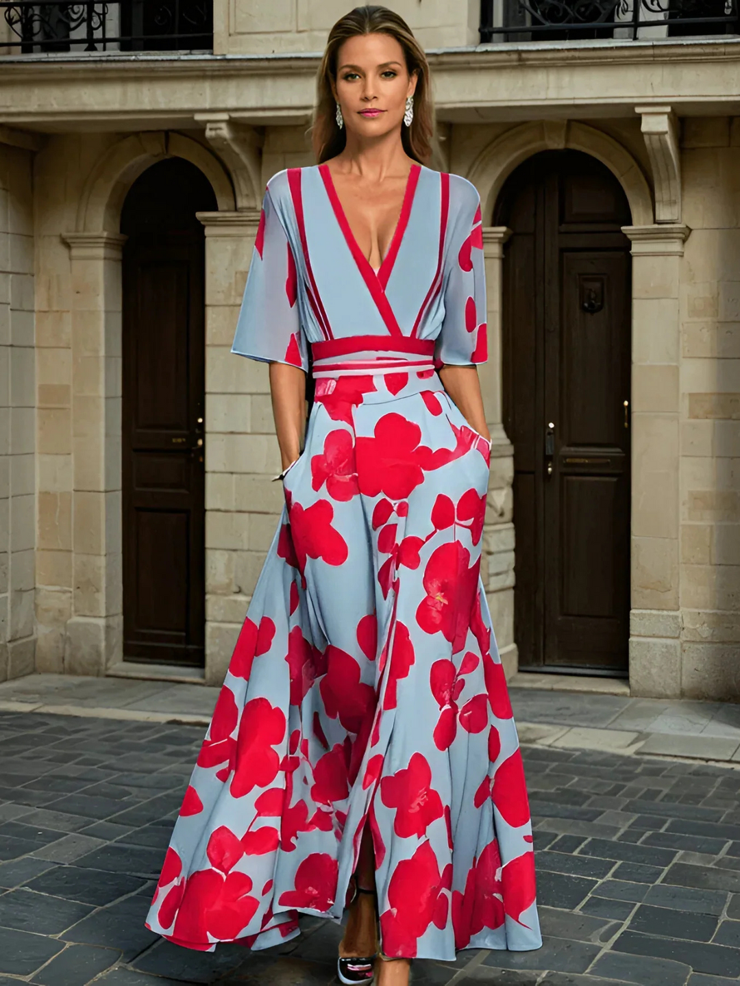 KALI I MILANO-DESIGN KLEID MIT ÄRMELN